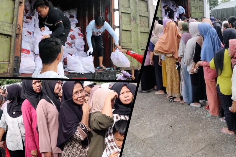 ribuan paket sembako dari presiden prabowo dibagikan untuk warga bogor