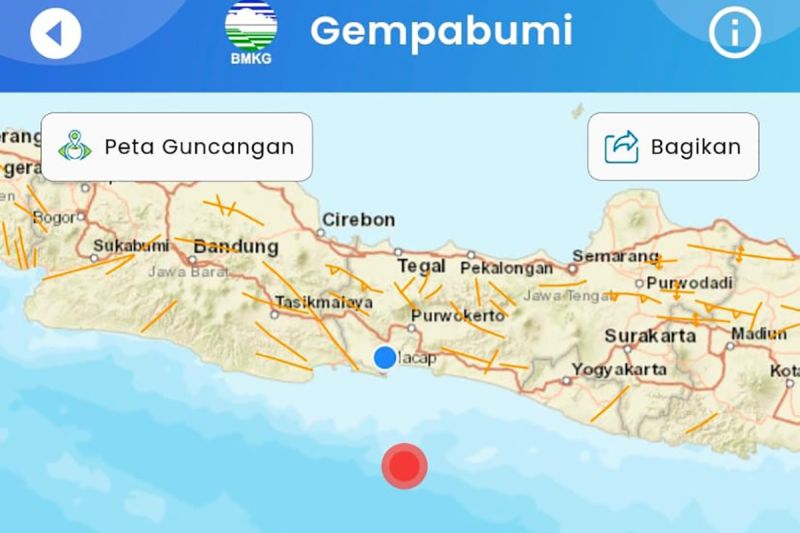bmkg perbarui informasi parameter gempa yang guncang cilacap