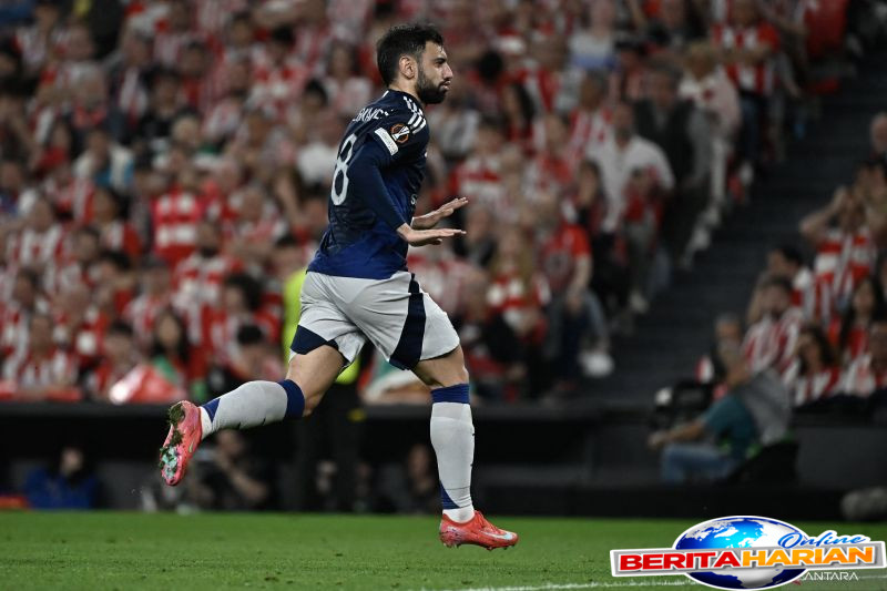 bruno fernandes pimpin mu menangi leg pertama semifinal di bilbao