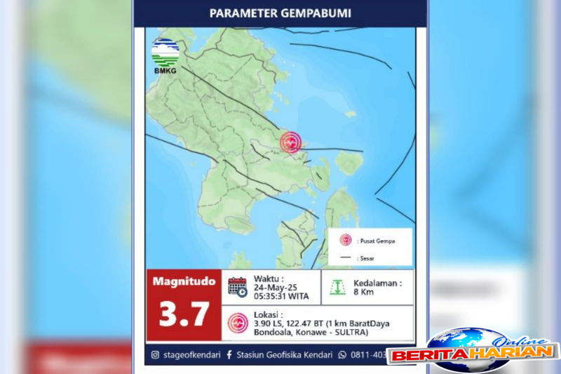 gempa dangkal guncang konawe sultra sabtu pagi