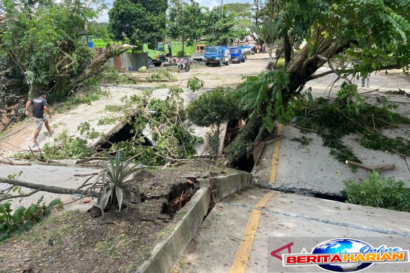 jalur samarinda balikpapan amblas polresta optimalkan jalan arteri
