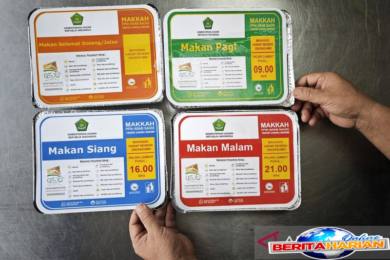 makanan untuk jamaah calon haji indonesia dikemas dalam empat warna