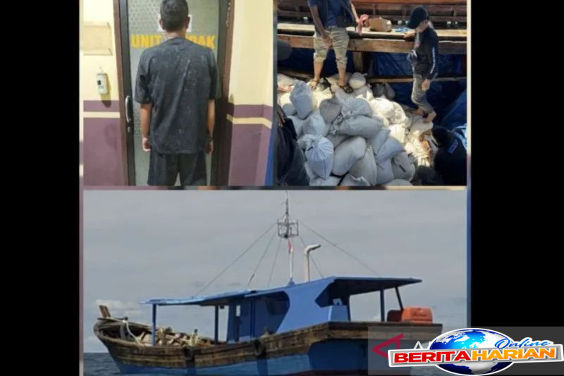 polda babel amankan satu kapal kayu bermuatan 20 ton bijih timah