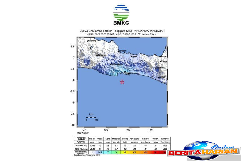 bmkg gempa di pangandaran dirasakan hingga cilacap dan kebumen
