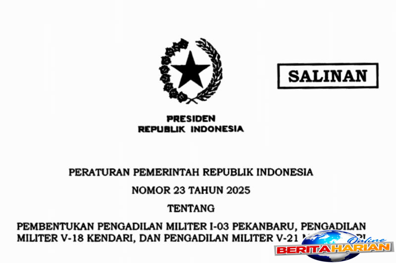 presiden prabowo teken pp pembentukan lima pengadilan militer baru