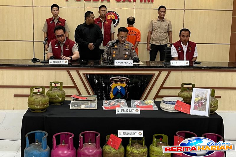 polda jatim tangkap warga malang pelaku pengoplos gas subsidi